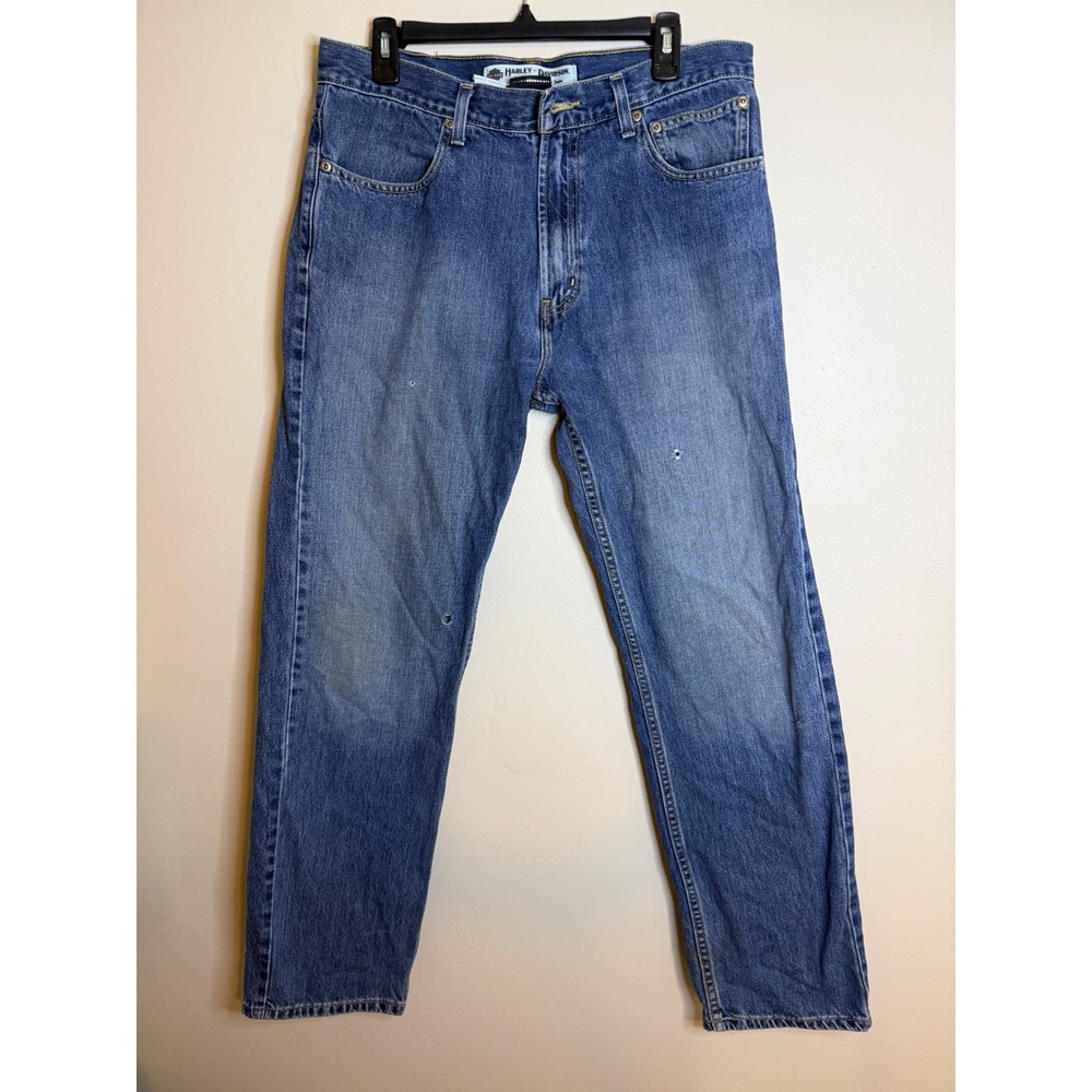 Harley Davidson Vintage Mens 34x32 Genuine MotorClothes Jeans Blue Denim Biker